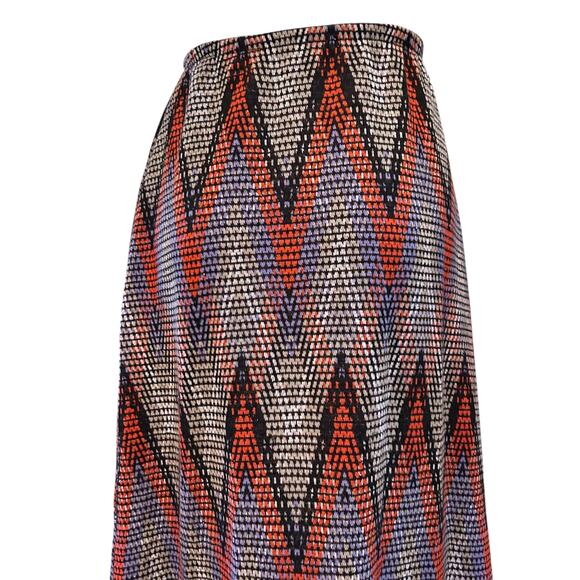 Vintage Orange Blue Chevron A Line Maxi Skirt Women Sz Small 70s Disco Mod Artsy - Picture 11 of 16